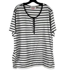 Carolina Colours Plus Striped 1/4 Button Tee Shirt 20